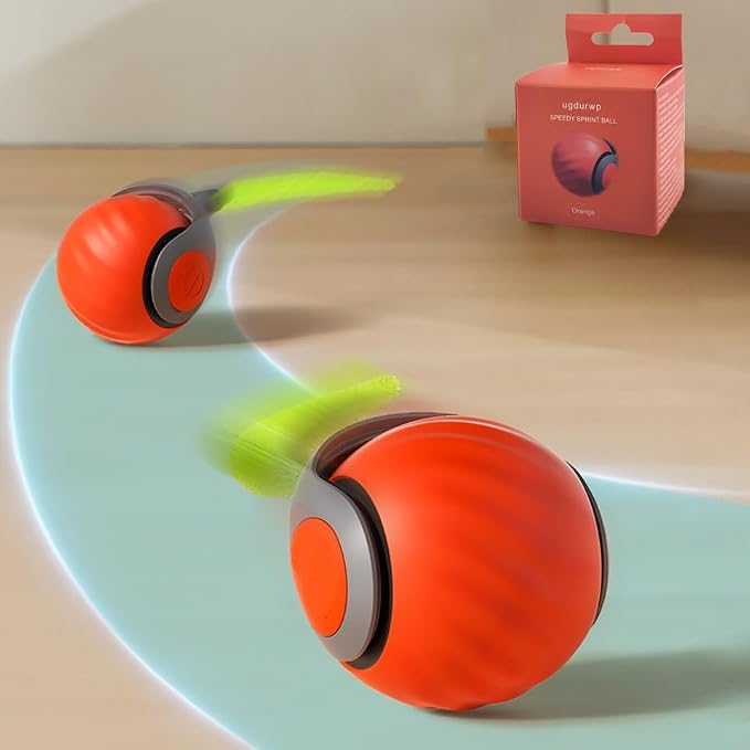 Speedy 2.0 Tail Cat Toys for Bored Indoor Adult Cats,2025 New Generation Interactive Cat Toys for Indoor Cats,Automatic Moving Ball with Tail,Cat, Orange - Image 3