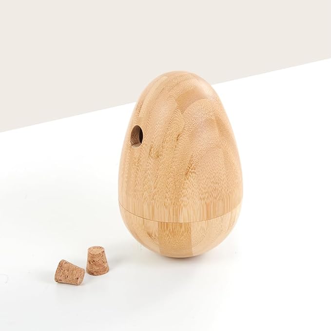 LOOBANI Bamboo Treat Dispenser Wobble Toys Enrichment Puzzle Food Dispenser Ball Toy IQ Training for Small Medium Dog - Image 6
