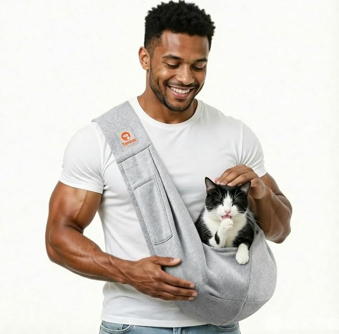 Tomkas Dog Cat Carrier Sling Classic Pocket & Classic Strap(S,Grey) by TomkasFORTHELOVEOFPALS