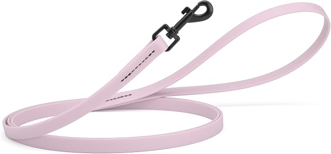 Dogline Biothane Waterproof Dog Leash Strong Coated Nylon Webbing with Black Hardware Odor-Proof Easy to Clean High Performance for Small or Large Dogs Made in USA 4 or 6 ft Lead, Pastel Purple by Dogline