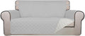 PureFit Reversible Quilted Couch Covers for Dogs Loveseat Sofa Cover 54" | Light Gray/Ivory, Water Resistant Couch Protector, Washable Pet Couch Cover with Non Slip and Elastic Straps For Kids by PureFit