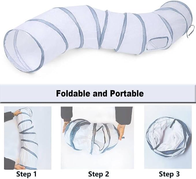 Cat Tunnel, Cat Tunnels for Indoor Cats, S-Shape Foldable Cats Cave | Interactive Toy Pet Tube with Interactive Peephole Crinkle Sounds for Rabbits, Kittens, Ferrets, Puppy Playing & Exploring - Image 2