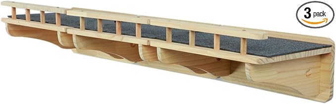 SHENGOCASE 47.2" x 11.8" Natural Solid Wood Wall Mounted Cat Shelves, Superhighway Walkway Balcony with Guardrail Wall Furniture, Steps Stairs, Perch by SHENGOCASE
