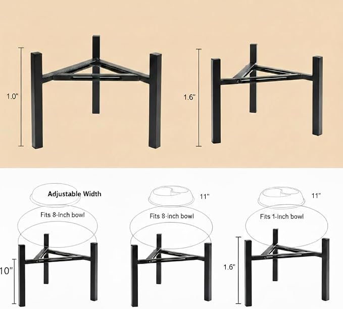 Adjustable Width Dog Bowl Holder - Single Bowl Feeder for Medium to Large Breed Dogs, fits Bowls from 8-11 inches, Sturdy Metal Construction, Ergonomic Design (Bowl not Included) (2Pack) - Image 5