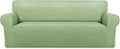 PureFit Stretch Oversized Couch Covers Fleece Sofa Slipcovers Sage Green | 1-Piece Sofa Cover Washable Soft Couch Protector, Couch Slipcover with Non Skid Foam and Elastic Bottom for Kids, Dogs by PureFit