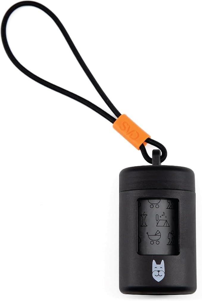 SVD.PET Retractable Dog Poop Bag Holder with 15 Waste Bags | Stretchy lanyard, fits all dog leashes, compatible with hollow cardboard core waste bag rolls, portable for daily dog walking by SVDPET