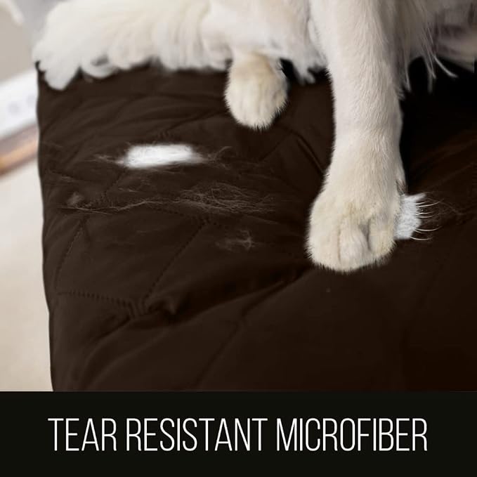 Sofa Shield® Couch Sofa Slip Cover for Dogs with Strap, Chocolate | Reversible Furniture Protector, Stain and Tear Resistant Cushion Cover, Machine Washable Slipcover for Pets, Cats 70 inch - Image 3