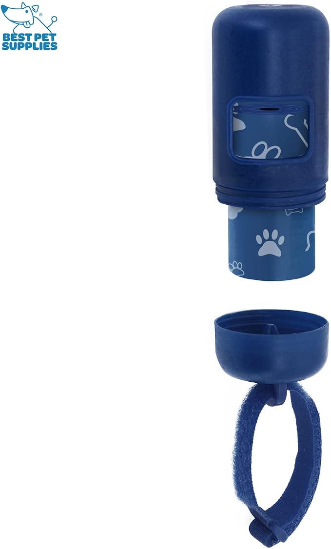 Best Pet Supplies Dog Poop Bag Holder Leash Attachment with Reusable Dispenser for Travel, Walking, Park, and Outdoor Use, Durable with Clip-On - Royal Blue, Pack of 2, Plastic Dispenser w/30 Bags - Image 2