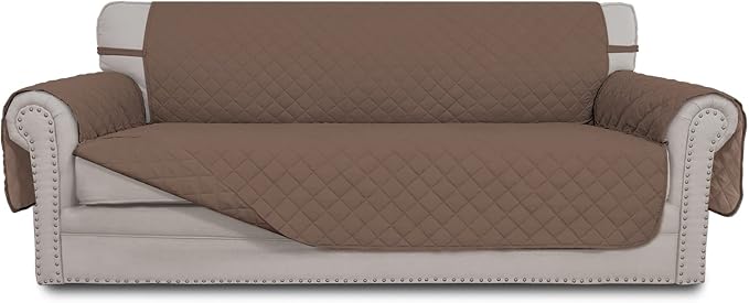 Easy-Going Reversible Couch Cover, 4 Seater Sofa, Brown/Brown | XX-Large Sofa, Washable Slipcover For Dogs, Water Resistant Mat, Living Room, Non-Slip Sofa Cover, Pet Friendly by Easy-Going