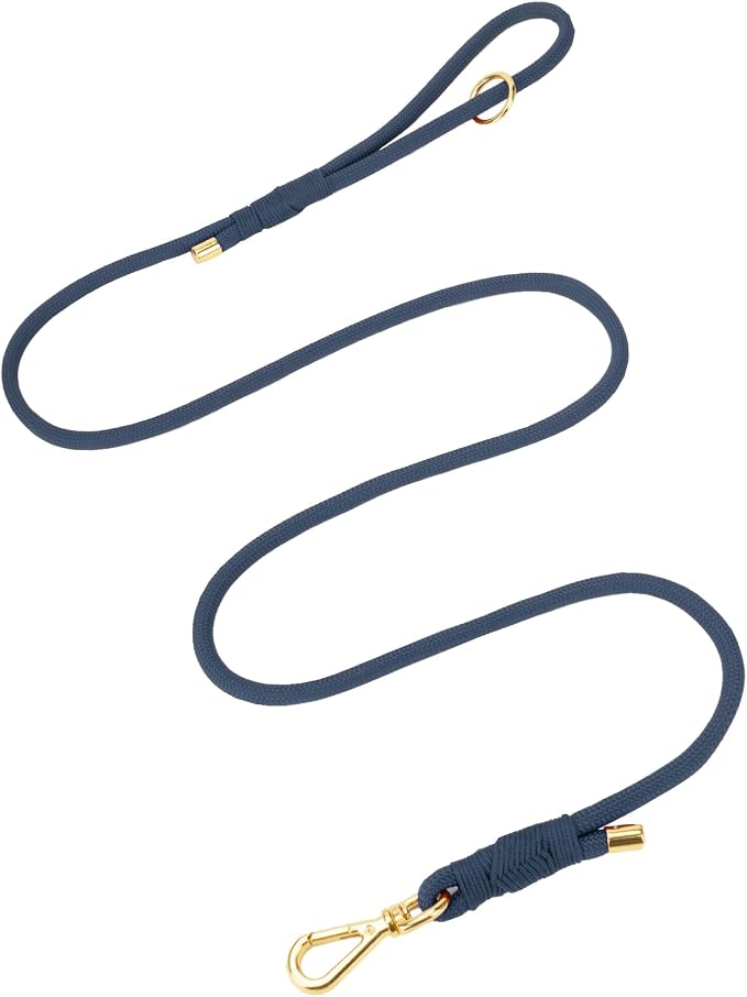 5FT Dog Leash 5/16 inch Puppy Cat Rope Lead | Prussian Blue, with Anti-tangle Swivel Clip, Comfortable Non-slip Grip Handle, Ideal for Daily Walks, for Small Medium Dogs by Sunraymascota