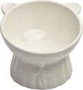 Elevated Cat Food Bowl,8 Oz Ceramic Raised and Tilted Water Bowl,Anti Vomiting and Protect Pets Spines Dishes for Fat Faced Cat, Indoor Cats,Kitten,Small Dog (White) by BUYNEED