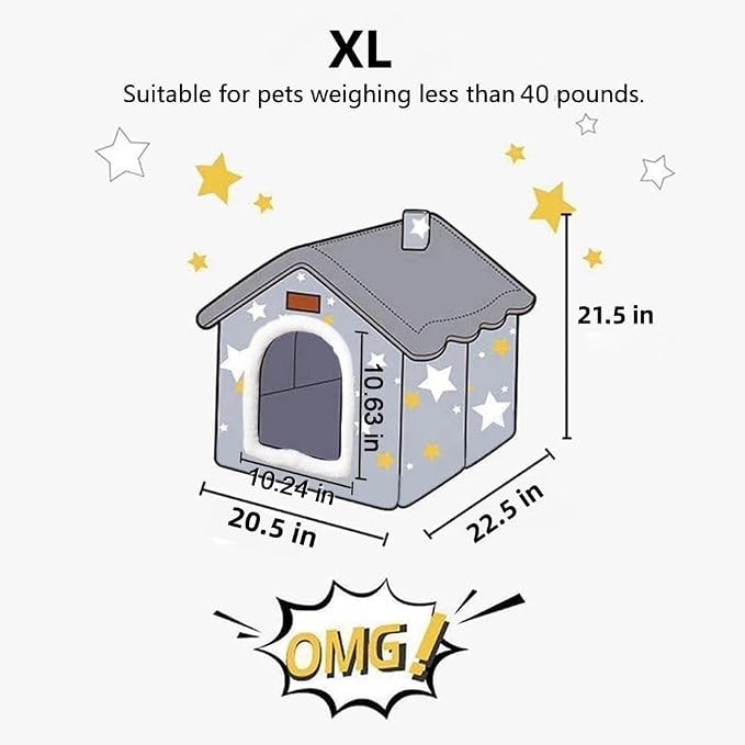 BXEBUI Dog House Indoor Memory Sponge, Foldable Dog House Kennel Bed Mat with Cushion for Small Medium Large Dogs Cats, Winter Warm Cat Nest Puppy Cave Sofa Pet Products (XL) - Image 2