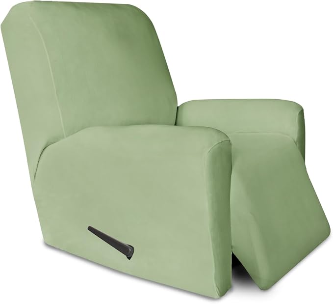 PureFit Stretc Recliner Chair Covers Fleece Soft Couch Covers for Sofa | Sage Green 4-Pieces Recliner Slipcover Pocket Couch Protector, Fleece Sofa Cover Washable with Non Slip Elastic Bottom by PureFit