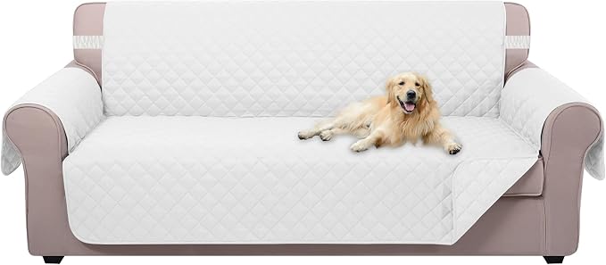 U-NICE HOME Large Sofa Cover Reversible Couch Cover for Dogs, White | 78''Oversized, Washable, Pet Friendly, Elastic Straps, Water Repellent, Furniture Protector Mat for 3 Cushion Couch by U-NICEHOME