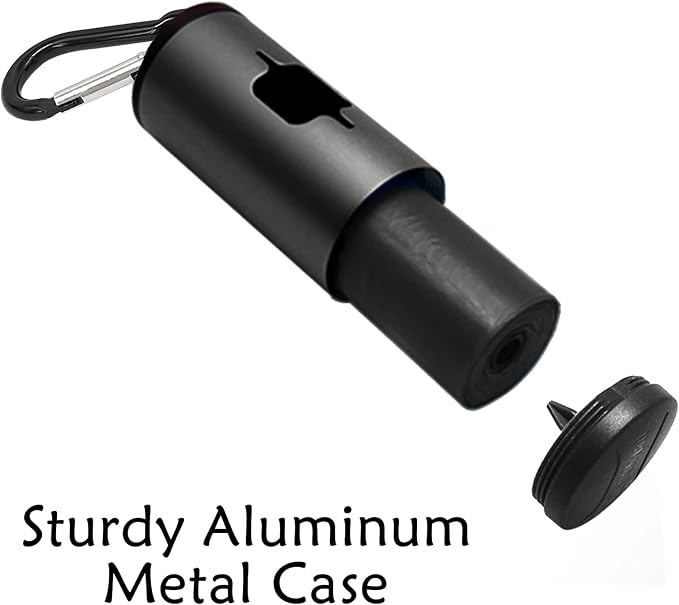 YUCHIYA Aluminum Dog Poop Bags Holder with Carabiner Metal Pet Waste Bags Dispenser with Hook and Loop Fastener and Elastic Cord to Carry Used Bags (Black, 1 Holder 15 Bags) - Image 2