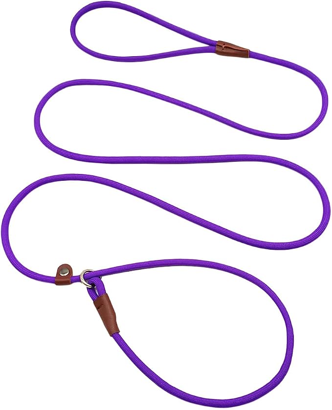 MayPaw Slip Lead Control Leash for Dogs No Pull, 13+ Colors Classic Dog Lead 7FT Pet Slip Leash, 1/4” Rope Leashes for Small Medium Animals Purple by MayPaw