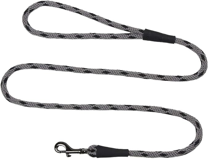 Mendota Pet Snap Leash - British-Style Braided Dog Lead, Made in The USA - Black Ice Silver, 3/8 in x 4 ft - for Small/Medium Breeds by MendotaPet