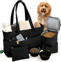 Rubyloo Puffer Dog Travel Bag for Dog Moms, Diaper Bag with Travel Bowls | 2 BPA-Free Collapsible Bowls, 2 Pet Food Containers, 9 Pockets, Everyday Puffer Bag Works With or Without Your Dog, Black by Rubyloo