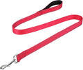 FunTags Reflective Nylon Dog Leash for Small & Medium Dogs, 4FT Training | Comfortable Padded Grip, Stay Safe at Night, 360° Anti-Tangle Swivel, for Dog Parks & Trails, Red by FUNSTARTSHERE