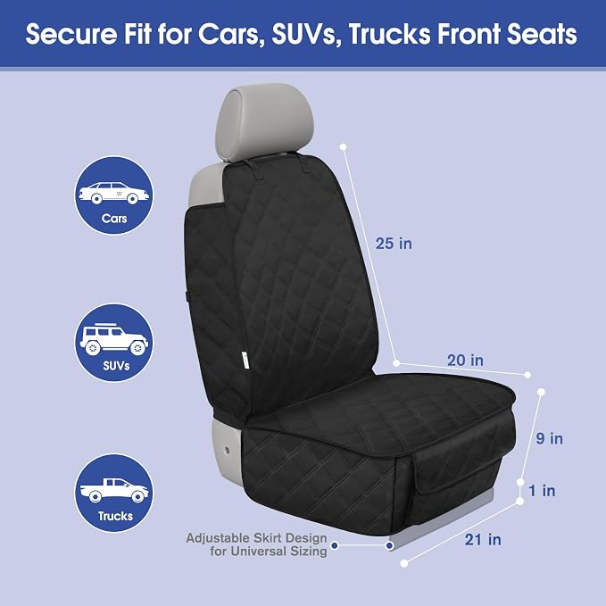 ALLANSING Front Seat Cover for Dogs with Side Flaps, Heavy Duty 900D Waterproof Seat Protector, Protects from Dirt & Scratches, for Pets & Daily Use, Fits Cars SUV Trucks Minivans (2-Pack) - Image 6