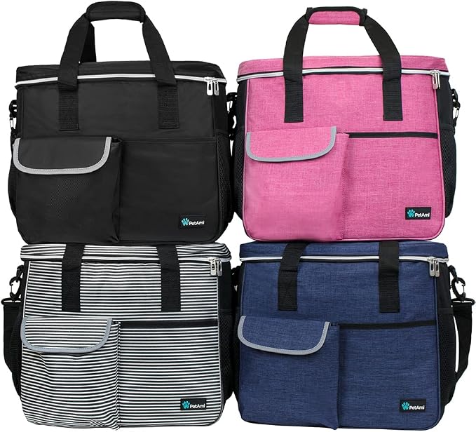 PetAmi Dog Travel Bag Organizer, Pet Supplies Tote Diaper Bag, Black Large | Pet Travel Kit with 2 Food Containers & 2 Collapsible Dog Bowls, Luggage Sleeve, Weekend Getaway Road Trip Camping Essentials - Image 7