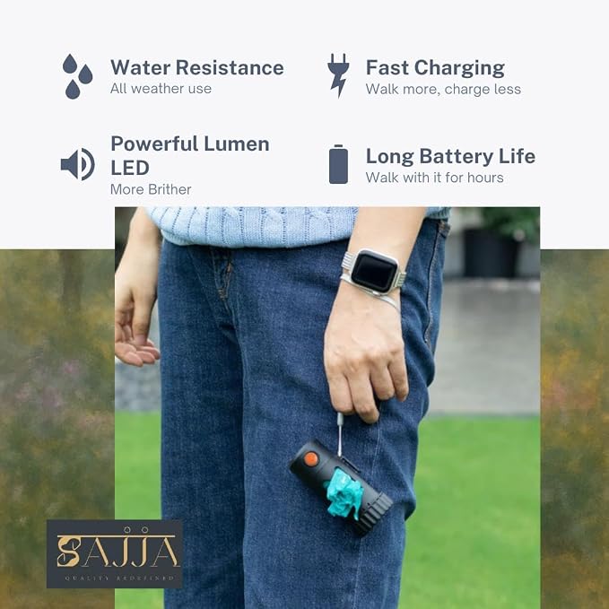 Smart Poop Bag Holder With LED Light - No Batteries Needed - USB-C Rechargeable Special Retracting Function Compact Durable Lightweight Perfect Pet Gift with poop bag opener - Image 4