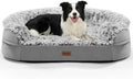 iweepet Fluffy Calming Orthopedic Dog Beds for Medium & Large Dogs, Supportive Dog Sofa Bed with 3.7 inch 28D Egg-Crate Foam, Removable Washable Plush Cover, Waterproof Lining, 41'',Grey by iweepet