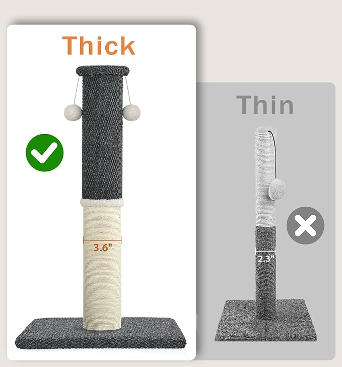 Made4Pets Cat Scratching Post with Sisal & Carpet for Indoor Cats, 23.6" | Cat Scratcher with Wide Stable Base, Interactive Hanging Toys, Ideal for Kittens, Small Cats and Everyday Indoor Play - Image 2