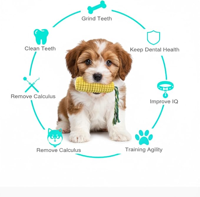 Corn Shape Dog Chew Toy for Small to Medium Dogs – Puppy Teething Toys with Squeaker; Tree Stump Chew Toy for Medium to Large Dogs – Design with Frozen Treat Molds & Peanut Butter Grooves - Image 4
