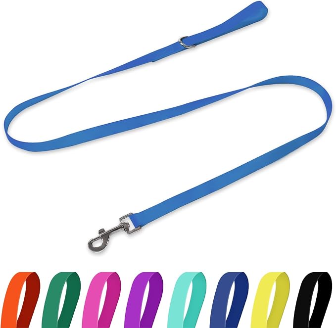 Waterproof Dog Leash, 5/6 FT Durable Odor-Proof Dog Leashes with Strong Metal Hooks Fits Small Medium or Large Dogs (Blue, 6FT - 1 inch Width) by KiddingPets