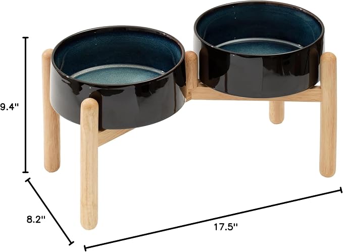 Havniva Ceramic Dog Bowls Elevated, Raised Dog Food Bowl for Large Dogs | 8.3” Elevated Dog Bowls, Non-Slip Wood Stand, Dog Food and Water Bowl Set, Dog Feeding Dish, Large Capacity Pet Water Bowl - Image 9
