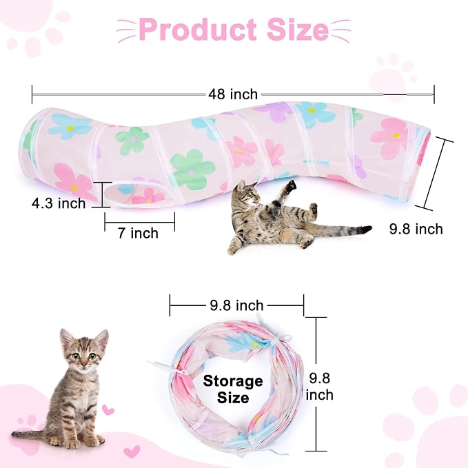 Glittme S-Shape Cat Tunnel, Foldable Cat Tunnels for Indoor Cats | Interactive Bunny Tunnel And Cat Tubes With Crinkle Sounds. Ideal For Kittens, Ferrets And Small Pets To Hide, Play Or Rest - Image 3