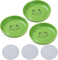 Lusifaco Shallow Wide Cat Food Bowls Anti Whisker Fatigue (Green, 3 Pack) | 5.9 Inch 2 Height Raised Ceramic Cat Dishes with Bamboo Stand, Flat Pet Water Food Plates Feeding Station for Indoor Kitten by MakesMealsMoreEnjoyable