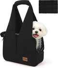 Dog Purse Carrier for Small Dogs and Cats, Soft-Sided Pet Tote Bag with 6 Large Pockets, Collapsible Travel Puppy Carrier with Small Cushion, Fits Pets up to 6 lbs (Black, 13.6" L x 6.6" W x 10" H) by Unknown