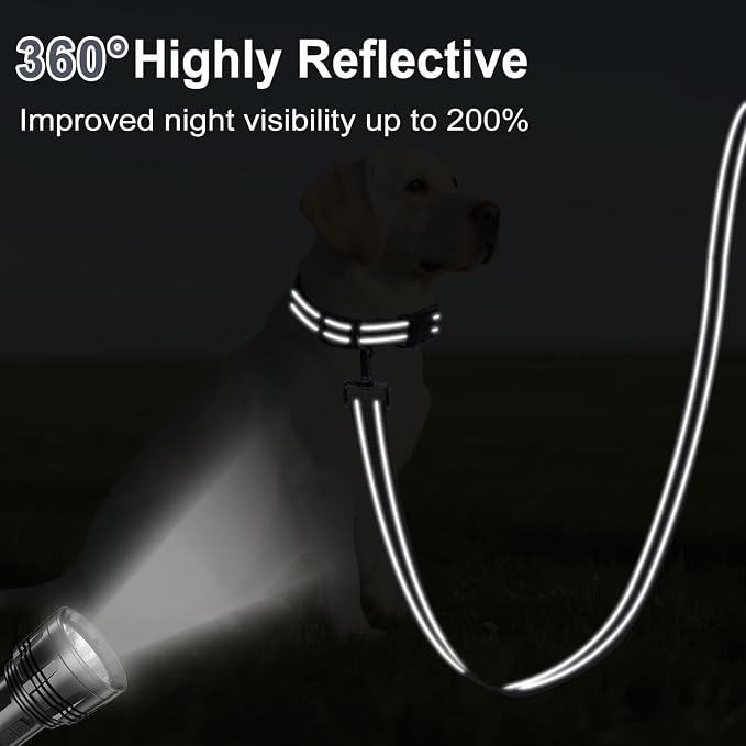 6FT Reflective Dog Leash, Padded Handle for Medium Large Dogs | Comfortable Nylon, Soft Handle Cushioning, Reflective Safety at Night, Walking Leash for Park & Hiking (1in, Grey) - Image 3