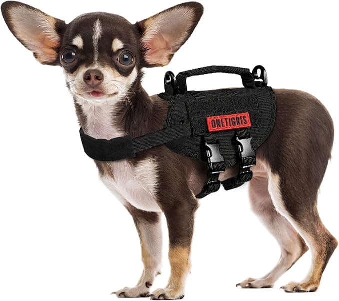 OneTigris Tactical Dog Harness XXS Puppy Vest with Vertical Handle | Tactical XXS puppy harness with vertical handle & fleece padding. Quick-release for easy on/off. Ideal for training & walks. - Image 8
