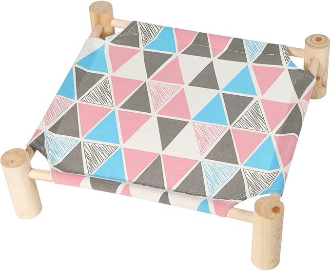 Patas Lague Cat Hammock Bed Small Eleveted Dog Bed 19x19 in Triangle | Brethable Wooden Pet Bed, Cooling Rabbit Cot, Outdoor Cat Furniture For Summer by PatasLague