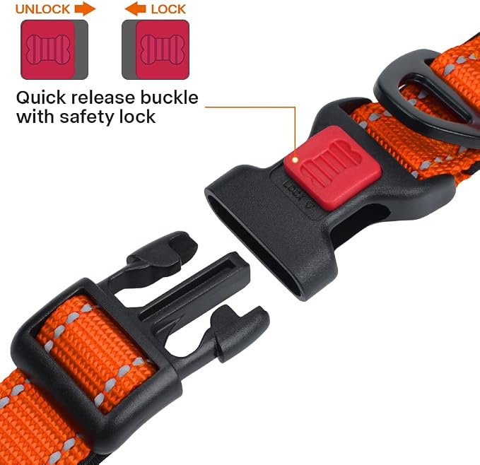 Taglory Reflective Extra Large Dog Collar, Comfortable for Safe Night Walks | Soft Neck Cushioning, Adjustable 18-28 in, Sturdy Webbing Withstands Strong Pullers, Zinc Alloy D-Ring for Leash and ID Tags - Image 3