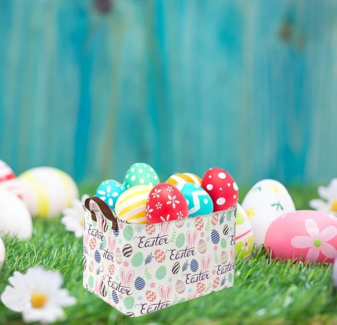 Sanjiaofeng Rectangular3Pack Easter baskets , Kids Easter Storage Bins Organizer.Boys and Girls,Easter Bunny Eggs Decor,Toys,Books,Easter Gifts . (3Pack Easter) - Image 7