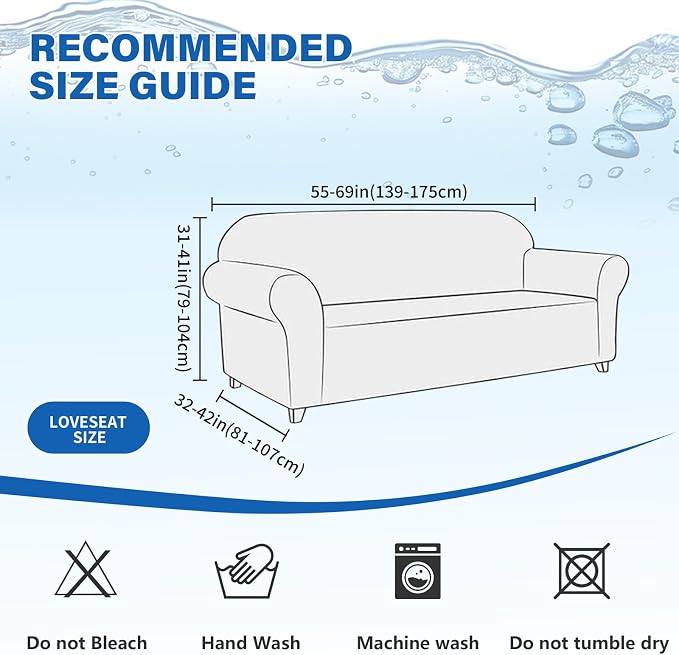 MAXIJIN Waterproof Loveseat Cover Couch Covers, 1 Piece Stretch Love Seat Sofa Slipcovers with Non-Slip Elastic Bottom, Washable Furniture Protector for Dogs Pets (Medium, Light Gray) - Image 5