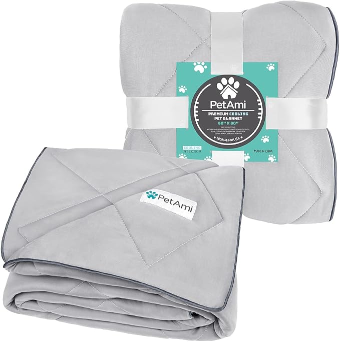 PetAmi Premium Cooling Dog Blanket | Lightweight Fluffy Pet Throw Blanket Bed Cover for Dogs, Cat, Puppies | Pet Blanket Furniture Protector Couch Sofa | Reversible Fuzzy Cozy | 60x80, Light Grey - Image 6