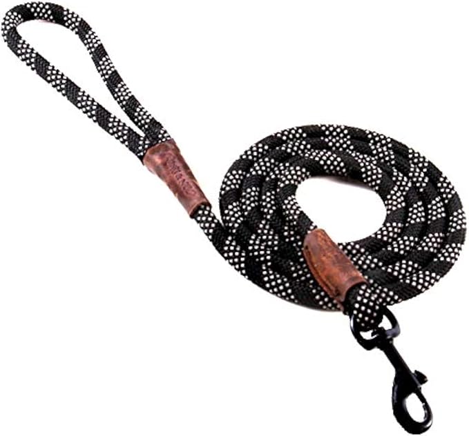 Max and Neo Rope Leash Reflective - 6 FT x 1/2" (Black, Donates to Dog Rescue) by MaxandNeo