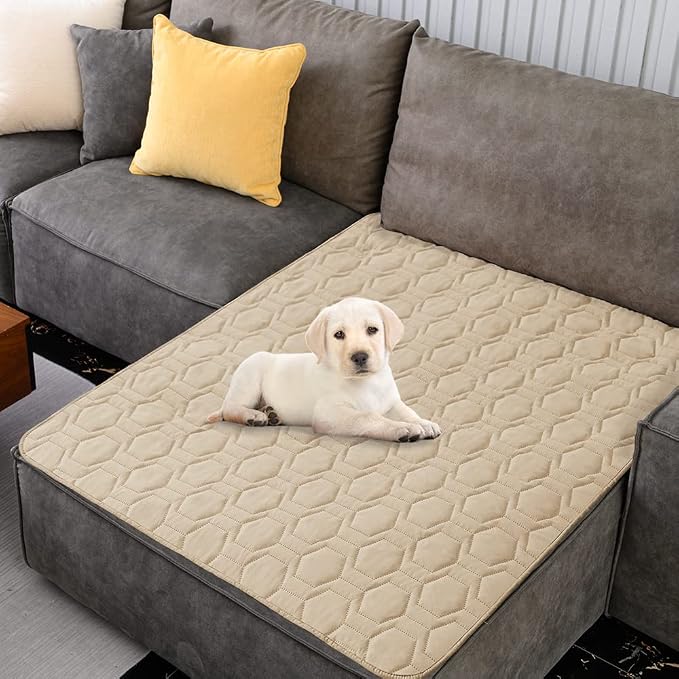 Tcksstex Waterproof and Non-Slip Dog Bed Cover and Pet Blanket Sofa Pet Bed Mat ，car Incontinence Mattress Protectors Furniture Couch Cover for Most Cats Dogs,Pets（52x82-Beige） - Image 7