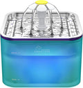 Wonder Creature Crystal Cat Water Fountain Stainless Steel Lid, 101oz/3L | Pet Fountain with Transparent Base, Quiet Pump, LED Indicator Light, Triple Filtration, 3 Flow Modes for Cats and Dogs by WonderCreature