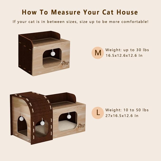 Cat Houses for Indoor Cats, Two-Story Cat Bed Cube for Multiple Small Kittens, Removable Felt Cat Cave Hideaway Condo with Fluffy Ball, Scratch Pad - Image 5
