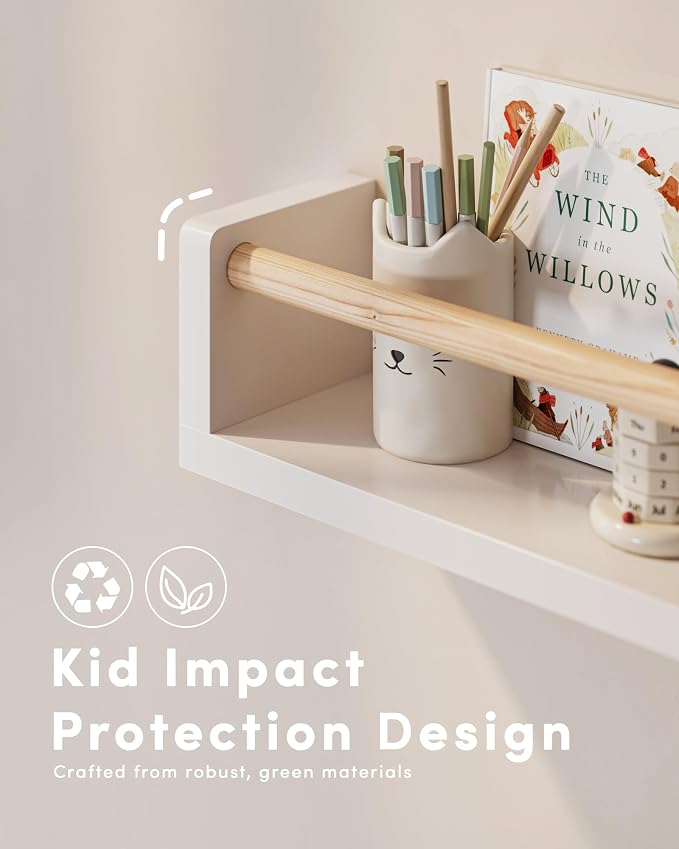 G&W Gruwald Nursery Book Shelves, Set of 3, Wall Bookshelf, Book Shelf for Kids Rooms, Wall Book Shelves for Bedroom Kids, Floating Shelf, Nursery Decor (White, 23 Inches) - Image 3