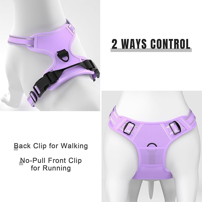 Rnivvi No Pull Dog Harness, Cute Reflective Medium Sized Puppy Kitten Harness, Adjustable Soft Padded Vest for Medium Dogs, Heavy Duty Pet Vest with Easy Control Handle for Walking, Purple - Image 5