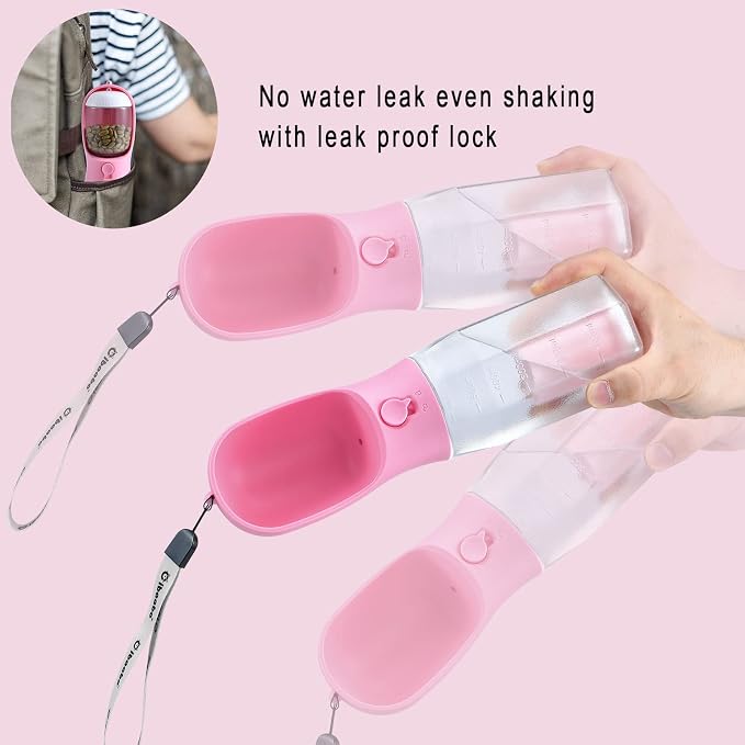 Cibaabo Dog Water Bottle with Food Container & Poop Bag Holder & Filter | Feeding & Hydration & Waste All in One | Travel Puppy Water Bowl | Portable Pet Dispenser | Girl Dog Accessories for Walking - Image 5
