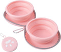 Dog Bowl for Travel, Collapsible Silicone Dog Dual Bowls with Dustproof Zip Case and Pet Paw Pattern 180 Degrees Flip Over Compact Foldable Feeder for Camping Hiking Trips by SLSON