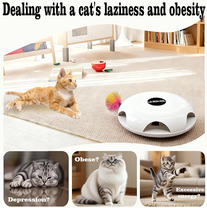 Interactive Whack-a-Mole Cat Toy — Automatic Mushroom Feather Pop-Up Play Toy for Cats, Cognitive Stimulation & Exercise, Durable Pet Entertaining Game (White) - Image 4